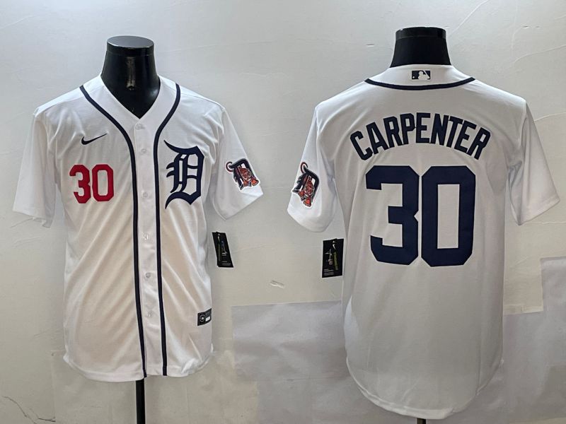 Men Detroit Tigers #30 Carpenter White Game 2025 Nike MLB Jersey style 3113->detroit tigers->MLB Jersey